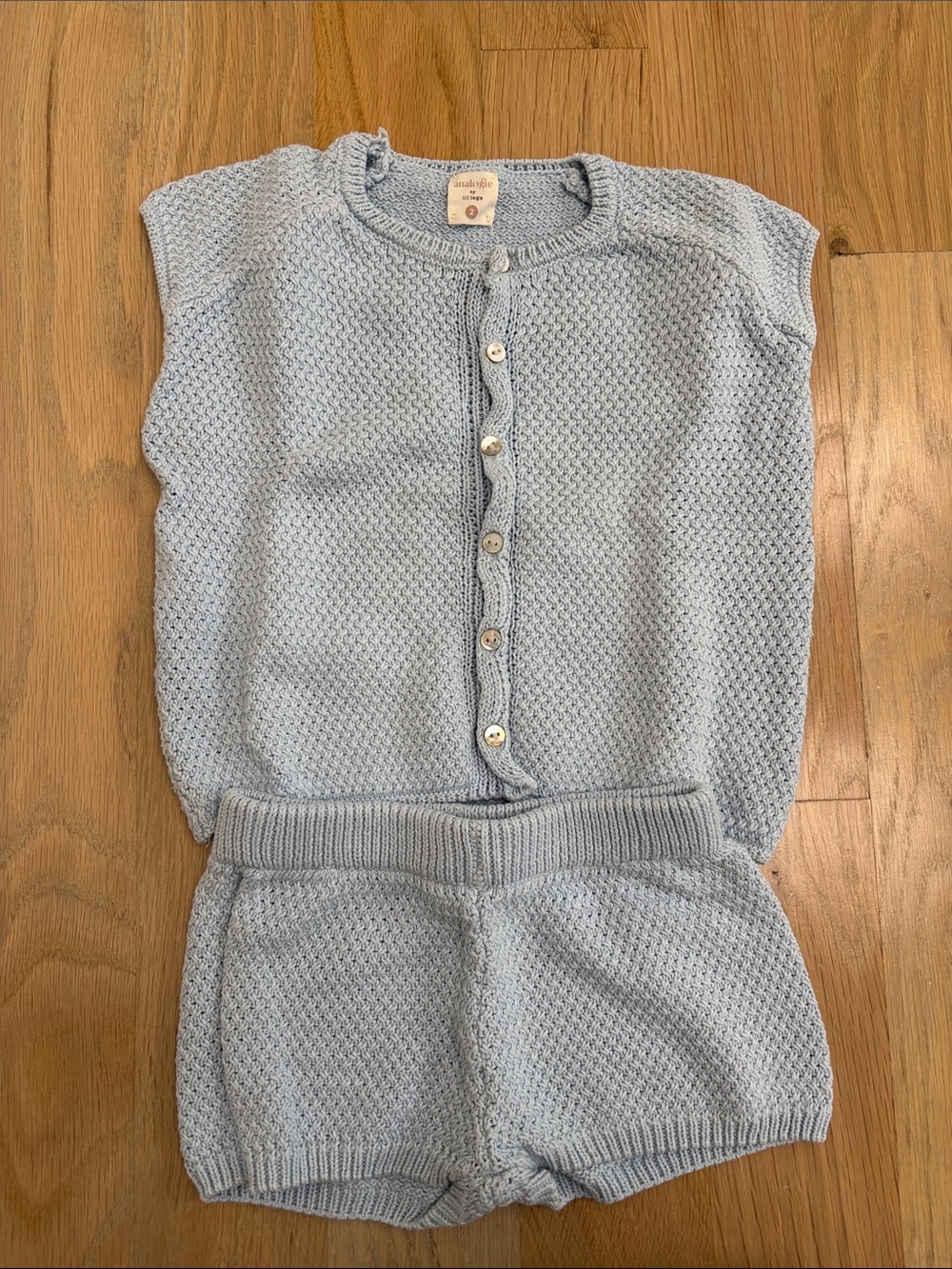 Light Blue Knit Kids Pajama Set - Brand Unspecified